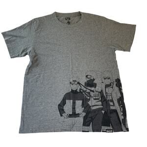 UT Uniqlo NARUTO Jump T Shirt Men's Small Gray Black Kakashi Minato Anime